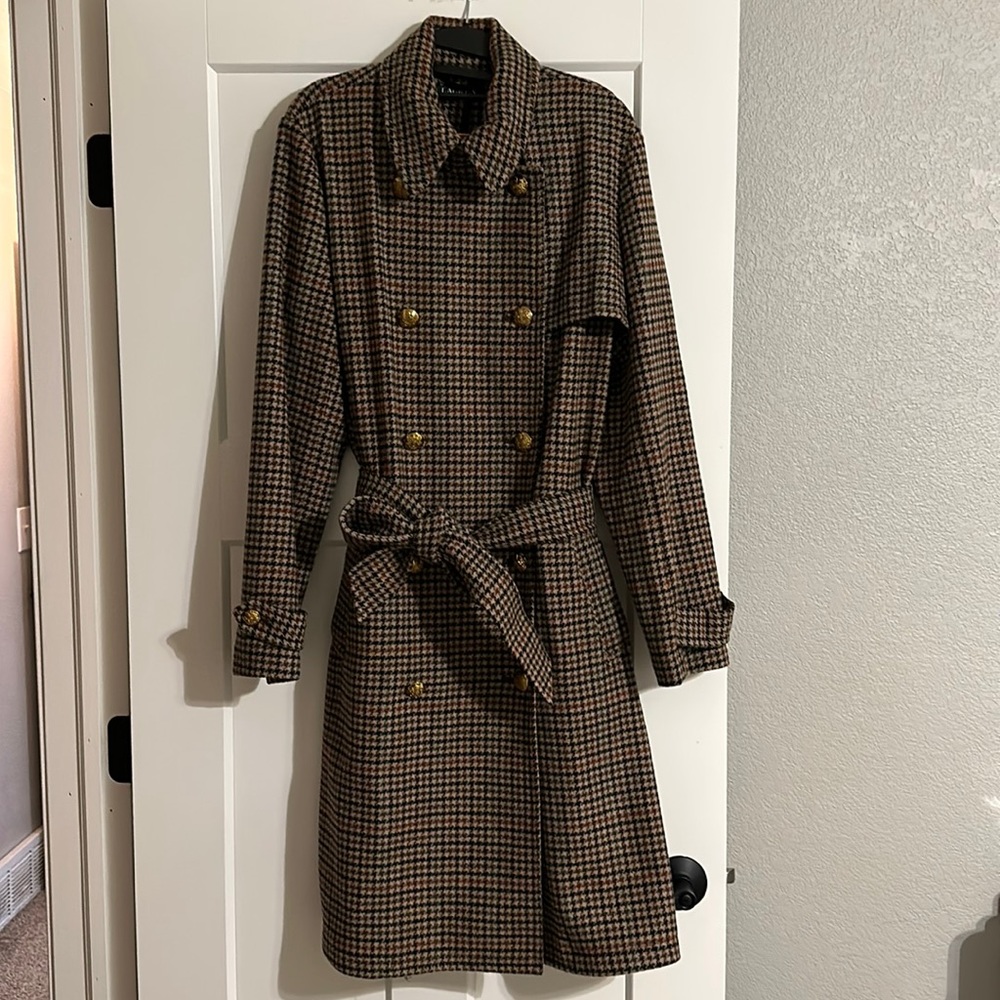 Vintage Wool Ralph Lauren Plaid Trench Coat